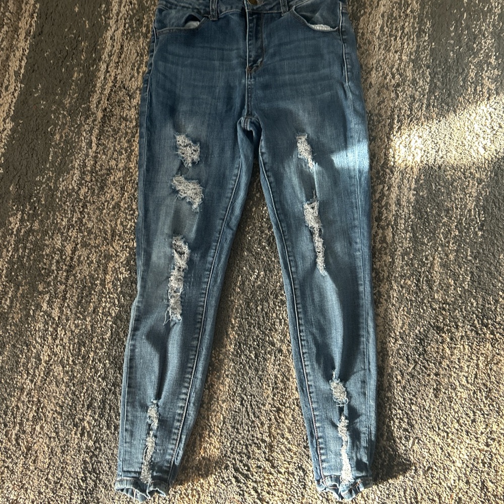 Rue21 Distressed Skinny Jeans in Blue